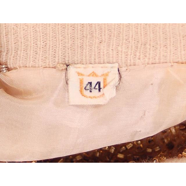 Vintage Cardigan Sweater 1950s Beige & Copper Beaded Womens XL Women's,On Sale The Best Vintage Clothing