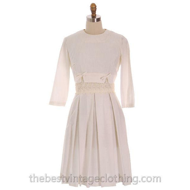 Vintage 1950s Ivory Raw Silk Summer  Day Dress with Short Jacket 34-27-Free - The Best Vintage Clothing
 - 1