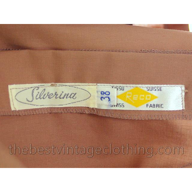 Vintage Blouse Two-Tone Blocks Brown Mocha 1950s 100% Cotton 38 Button Back vintage blouse The Best Vintage Clothing