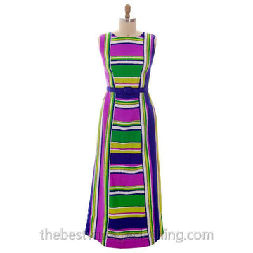 Vintage Maxi Dress Tori Richard Striped Bright Colors 1970s 35-30-44 - The Best Vintage Clothing
 - 1