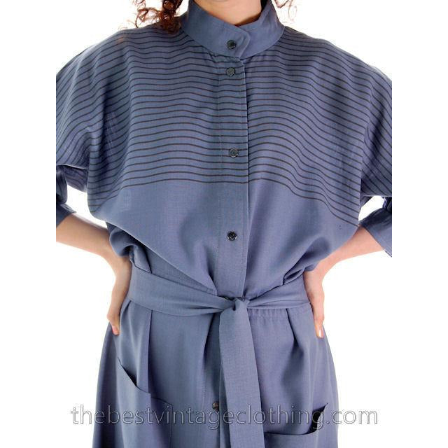 Vintage Vuokko Suomi Finland Fine Blue Wool Dress 1970s S marimekko Vuokko