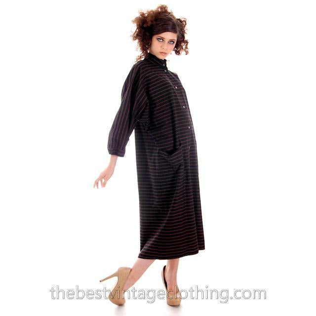 Vintage Vuokko Suomi Finland Dress Black Brown Stripe 1970s s marimekko Vuokko