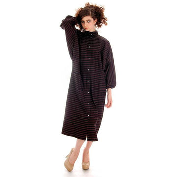 Vintage Vuokko Suomi Finland Dress Black Brown Stripe 1970s s - The Best Vintage Clothing
 - 1