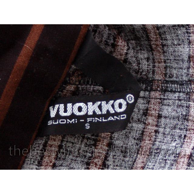 Vintage Vuokko Suomi Finland Dress Black Brown Stripe 1970s s marimekko Vuokko