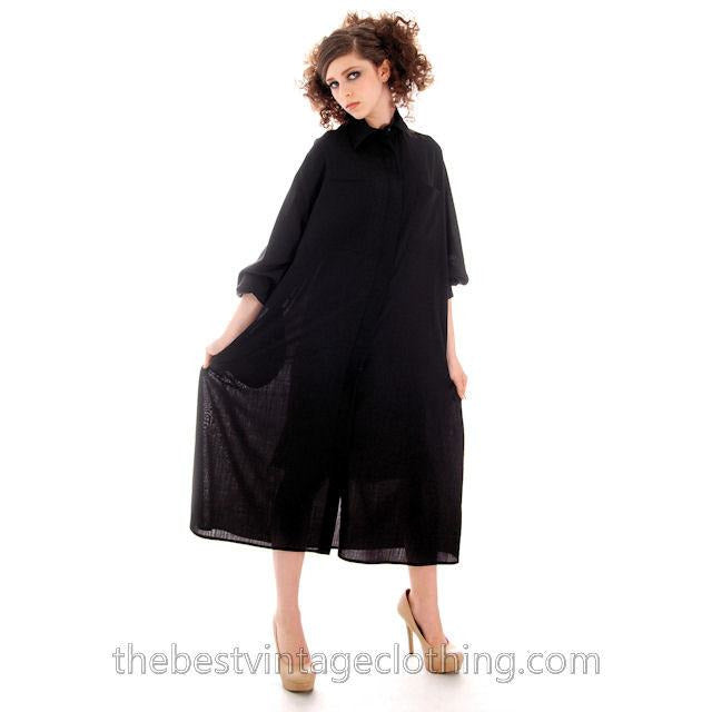 Vintage 70s Tent Dress Rare Vuokko Nurmesniemi Finland Black Finest Wool Voile M marimekko Vuokko