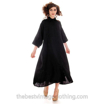 Vintage Rare Vuokko Nurmesniemi Finland Black Finest Wool Voile  Tent Dress 1970s M - The Best Vintage Clothing
 - 1