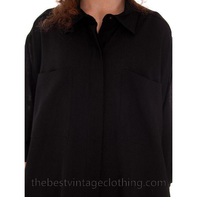 Vintage 70s Tent Dress Rare Vuokko Nurmesniemi Finland Black Finest Wool Voile M marimekko Vuokko