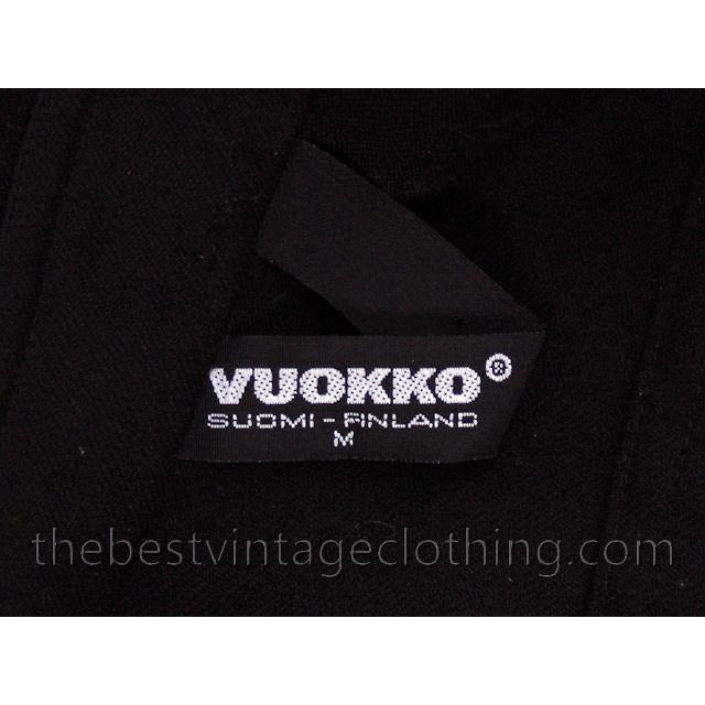 Vintage Vuokko Suomi Finland Black Wool Dropped Waist Dress 1970s marimekko Vuokko