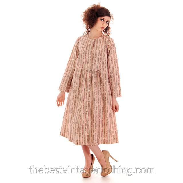 Vintage Marimekko Dress 1970s Womens S 38/10 Shift Dress Pink & Cream Mini Print Stripe New Arrivals Marimekko