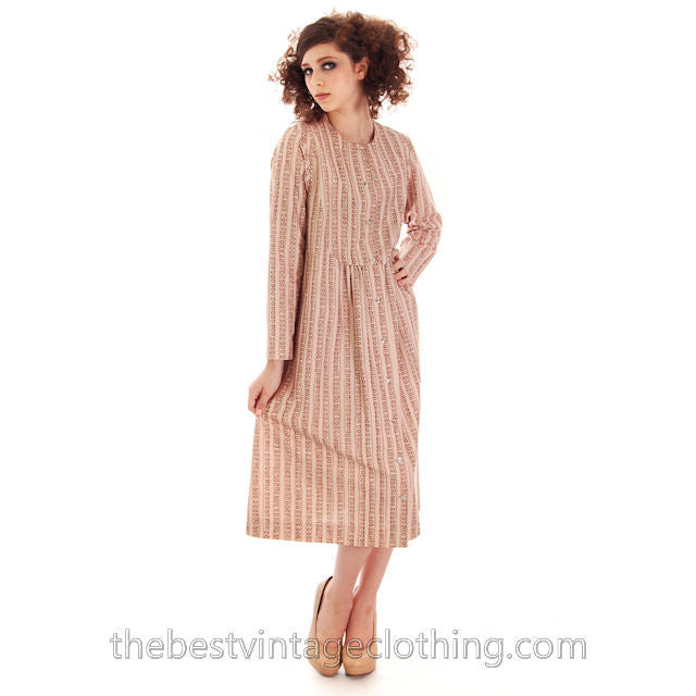 Vintage Marimekko Dress 1970s Womens S 38/10 Shift Dress Pink & Cream Mini Print Stripe New Arrivals Marimekko