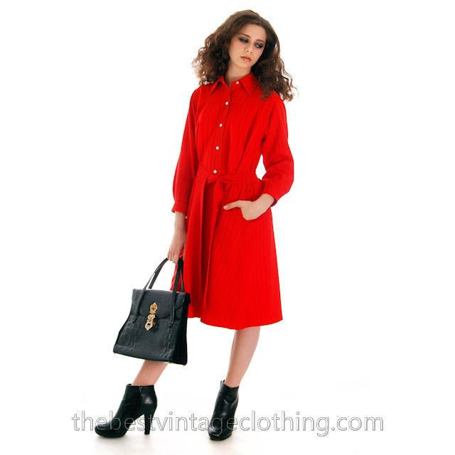 Vintage Vuokko Suomi Finland Fine Red Wool A Line Dress 1970s S marimekko Vuokko