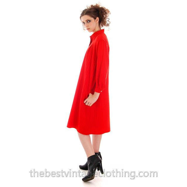 Vintage Vuokko Suomi Finland Fine Red Wool A Line Dress 1970s S marimekko Vuokko