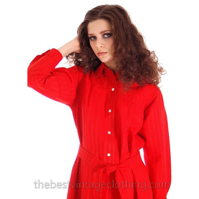 Vintage Vuokko Suomi Finland Fine Red Wool A Line Dress 1970s S marimekko Vuokko