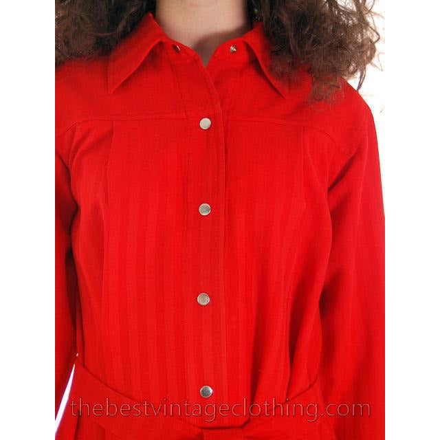 Vintage Vuokko Suomi Finland Fine Red Wool A Line Dress 1970s S marimekko Vuokko