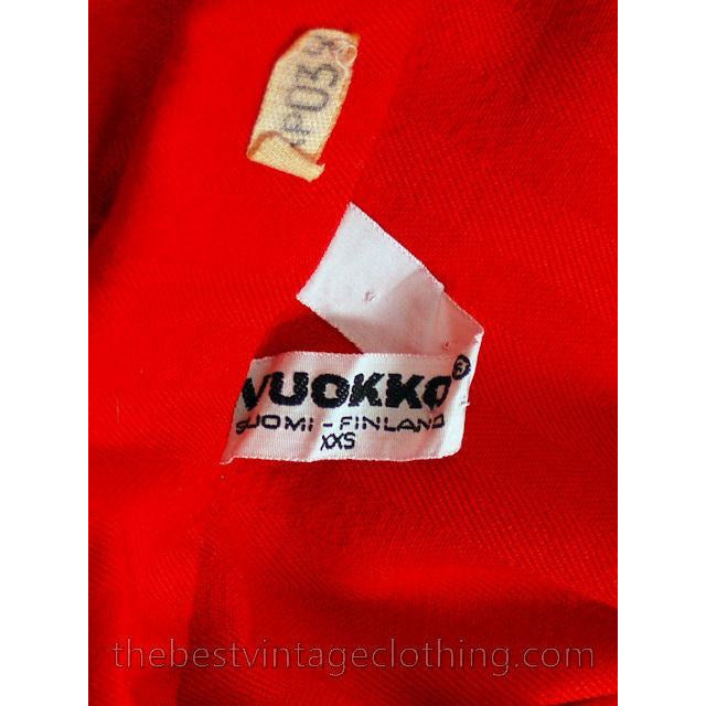 Vintage Vuokko Suomi Finland Fine Red Wool A Line Dress 1970s S marimekko Vuokko