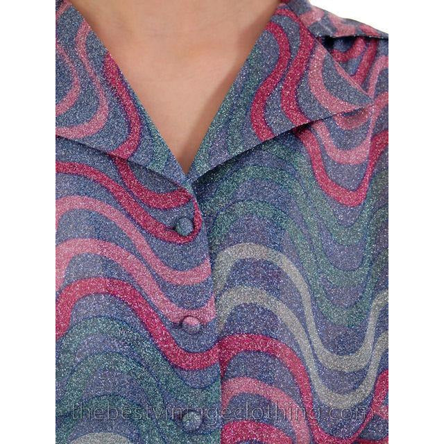 Vintage Missoni / John Baldwin Maxi Skirt & Blouse Set Purple Pink Silver Metallics 1970s Med Women's,New Arrivals Missoni