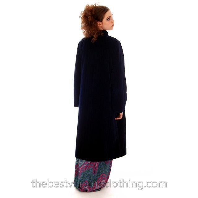 Vintage Vuokko Suomi Blueberry Cotton Velvet Channel Quilted Coat 1970s Sz 40 marimekko Vuokko