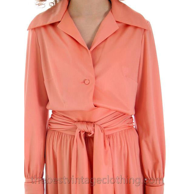 Vintage Jeremy Alan Phillips Palazzo Pants Outfit Peach Polyester Knit 1970s Small- Med Women's,New Arrivals The Best Vintage Clothing