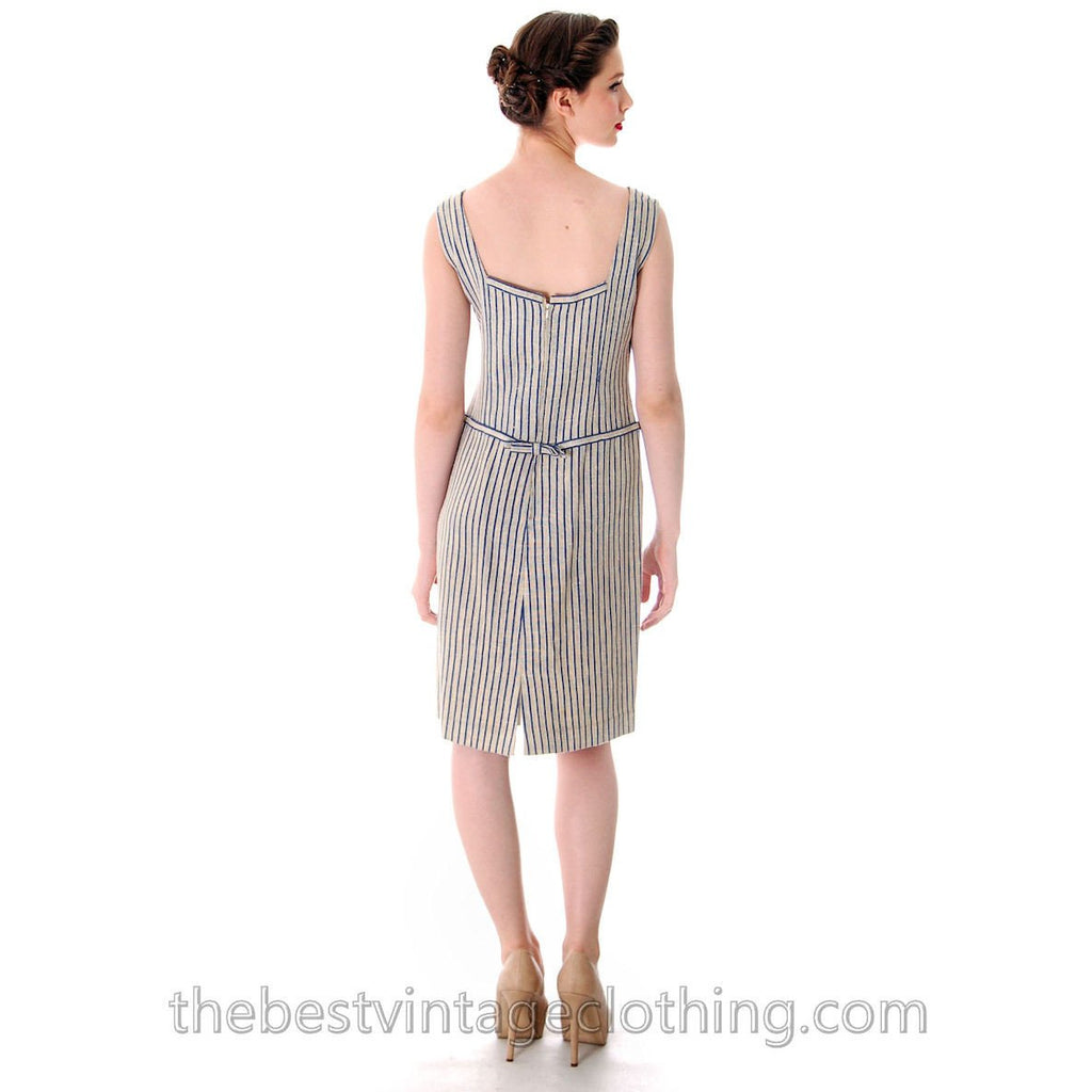Vintage Linen Sheath Dress/Jacket 1950s S Caroline Dubac 36-30-38 FRENCH DESIGNER Cart2cart Caroline Dubac