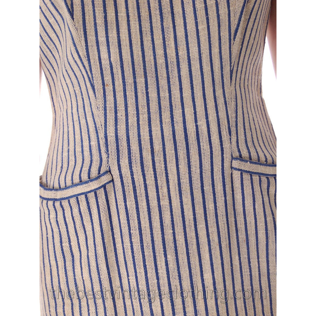 Vintage Linen Sheath Dress/Jacket 1950s S Caroline Dubac 36-30-38 FRENCH DESIGNER Cart2cart Caroline Dubac