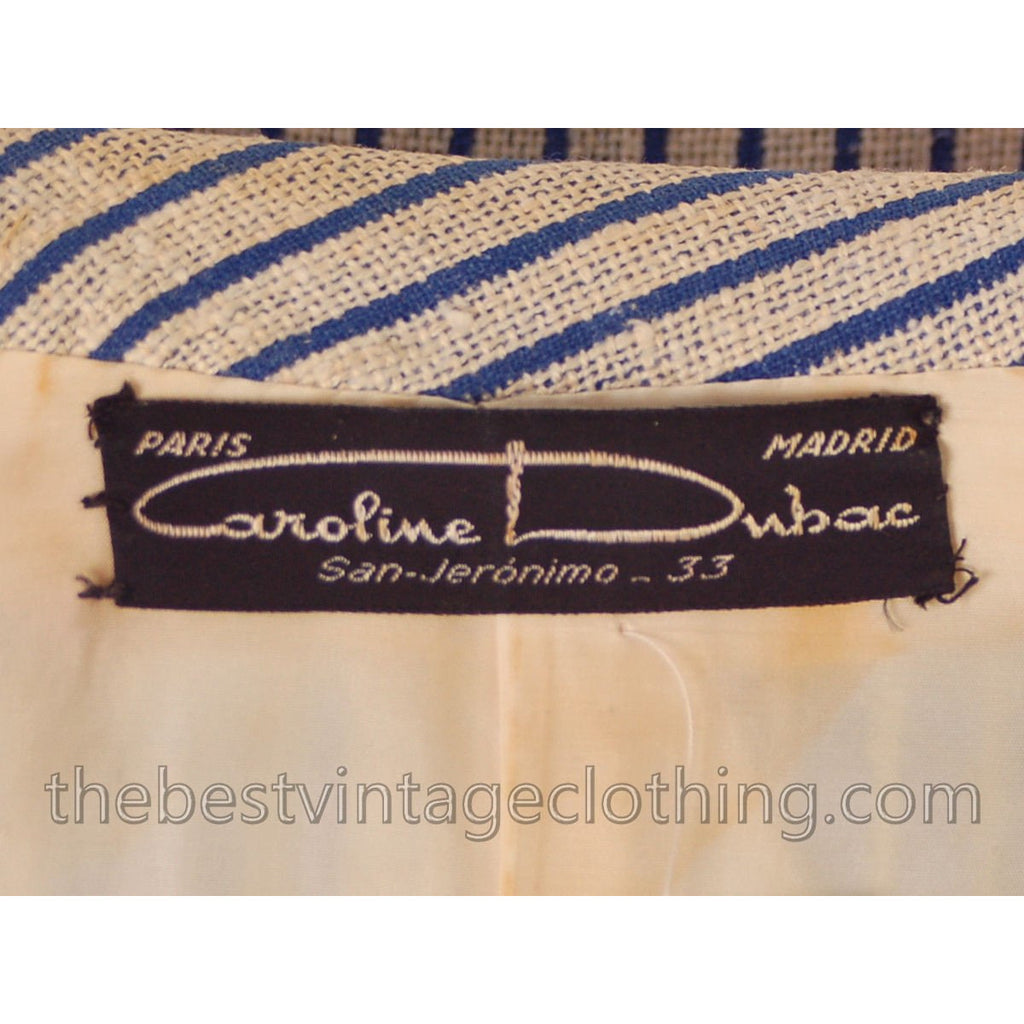 Vintage Linen Sheath Dress/Jacket 1950s S Caroline Dubac 36-30-38 FRENCH DESIGNER Cart2cart Caroline Dubac