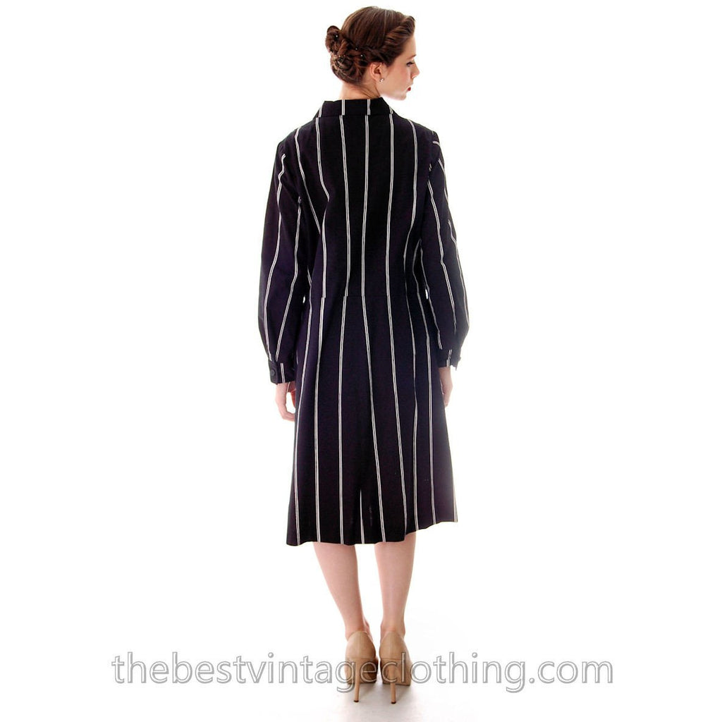 Vintage Marimekko Printed Cotton Shirt Dress 1970s Black & White Stripes 44/L marimekko The Best Vintage Clothing