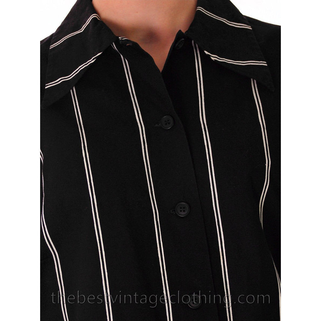 Vintage Marimekko Printed Cotton Shirt Dress 1970s Black & White Stripes 44/L marimekko The Best Vintage Clothing