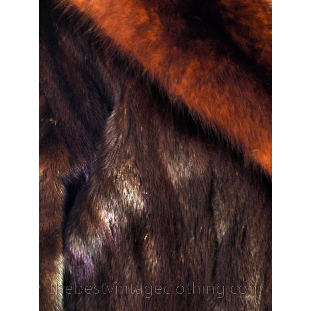 Fabulous Blackglama Black Ranch Mink Full Length Coat Sable Collar Large- Free Matching Hat The Best Vintage Clothing