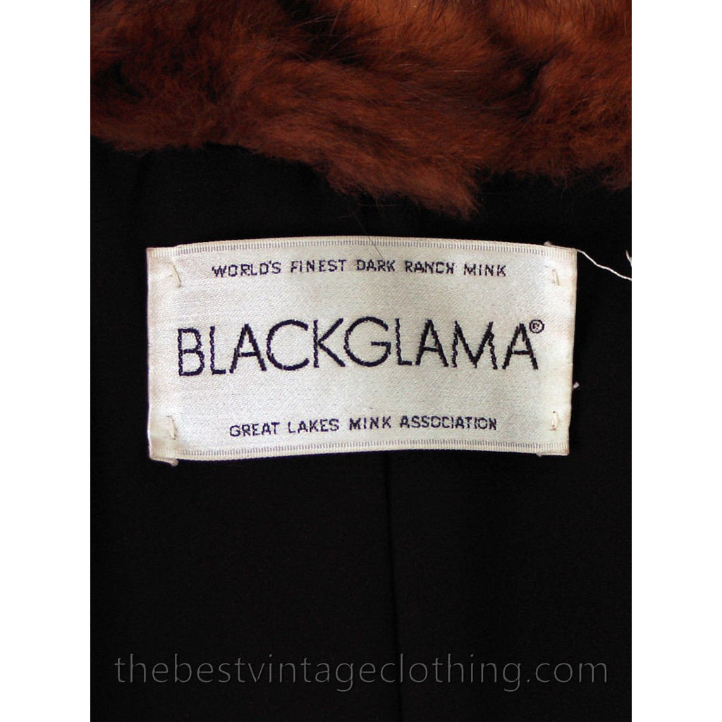 Fabulous Blackglama Black Ranch Mink Full Length Coat Sable Collar Large- Free Matching Hat The Best Vintage Clothing