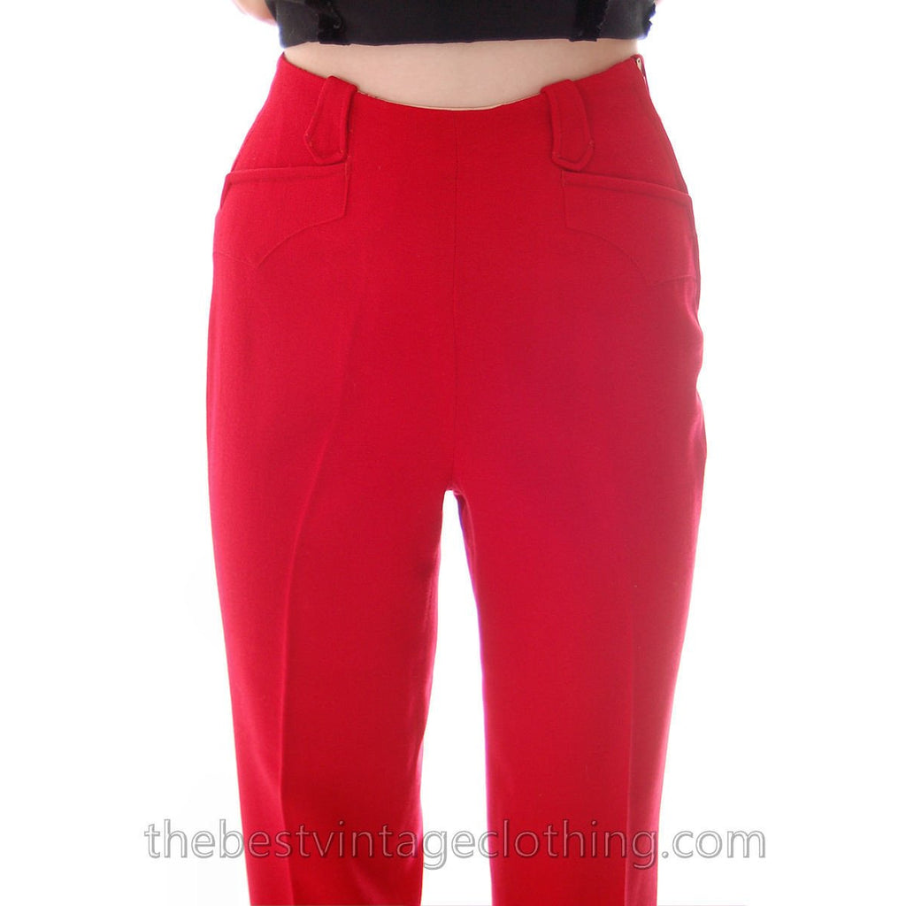 RARE Vintage Rodeo Queen Gross Original 2 PC Pant Suit 1950s Lipstick Red Wool White Trim S The Best Vintage Clothing