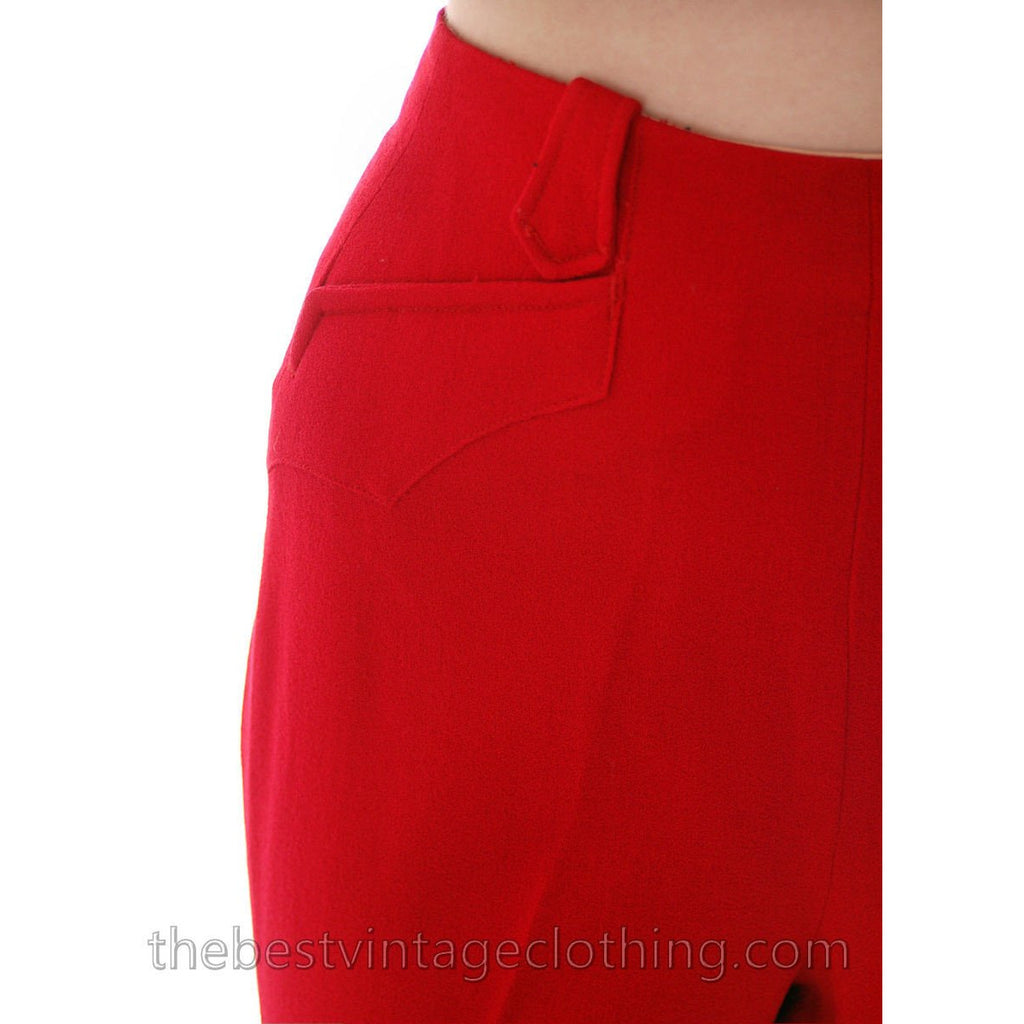 RARE Vintage Rodeo Queen Gross Original 2 PC Pant Suit 1950s Lipstick Red Wool White Trim S The Best Vintage Clothing
