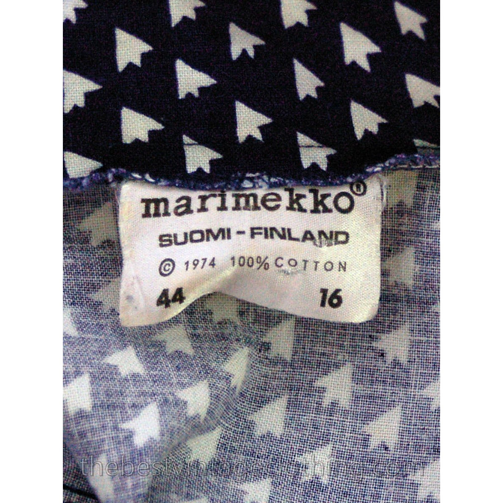 Vintage Marimekko 1974 Blue & White Printed Tent Dress 44/16 Large marimekko The Best Vintage Clothing