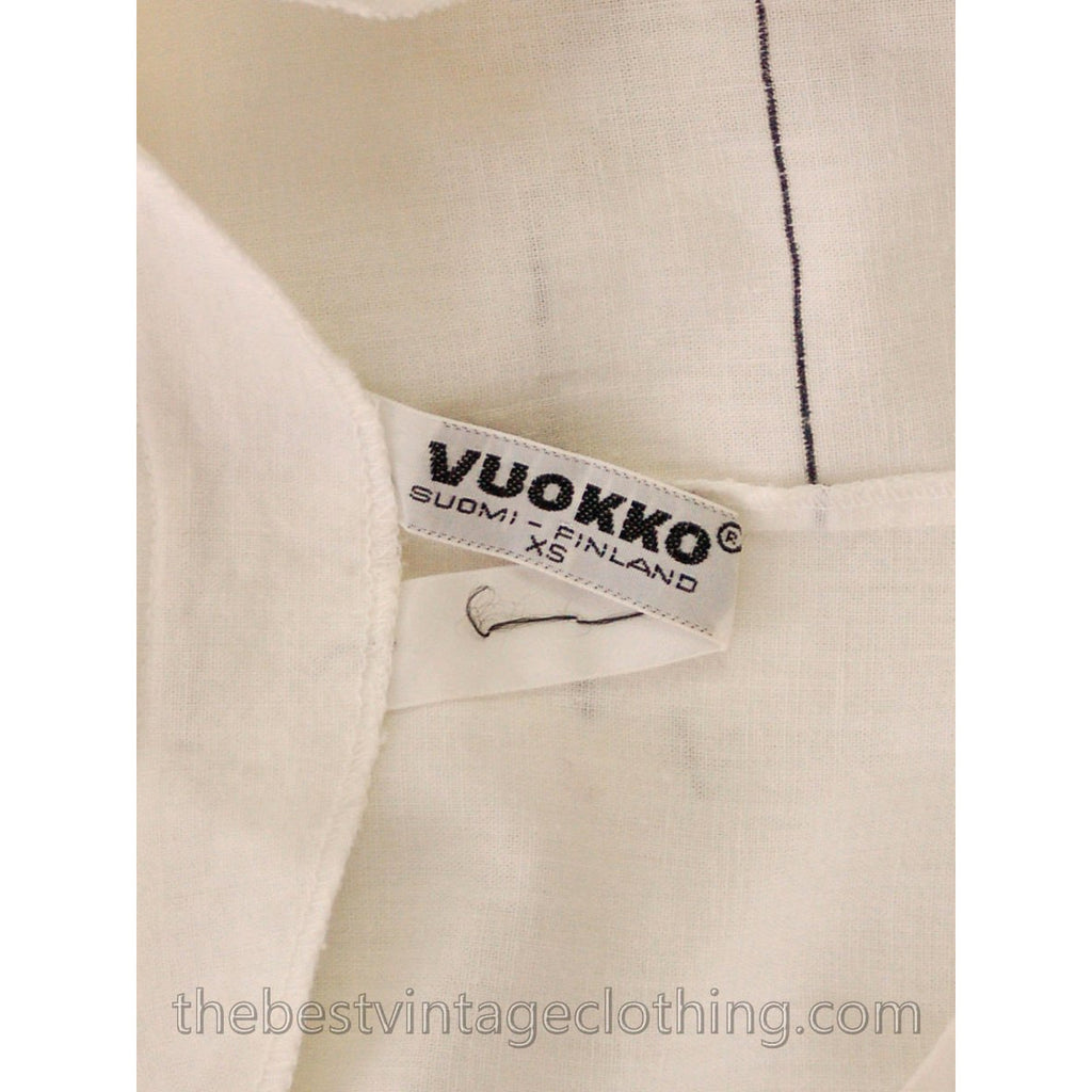 Vintage Vuokko Suomi Finland Angel Sleeve White Black Abstract Stripe Dress 100% Cotton XS marimekko The Best Vintage Clothing