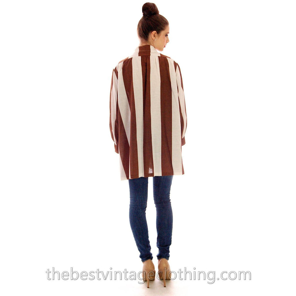 Vintage Vuokko Finnish Designer Shirt Tunic Brown & White Stripes Sz 38 Late 1960s marimekko The Best Vintage Clothing