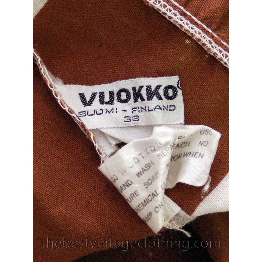 Vintage Vuokko Finnish Designer Shirt Tunic Brown & White Stripes Sz 38 Late 1960s marimekko The Best Vintage Clothing