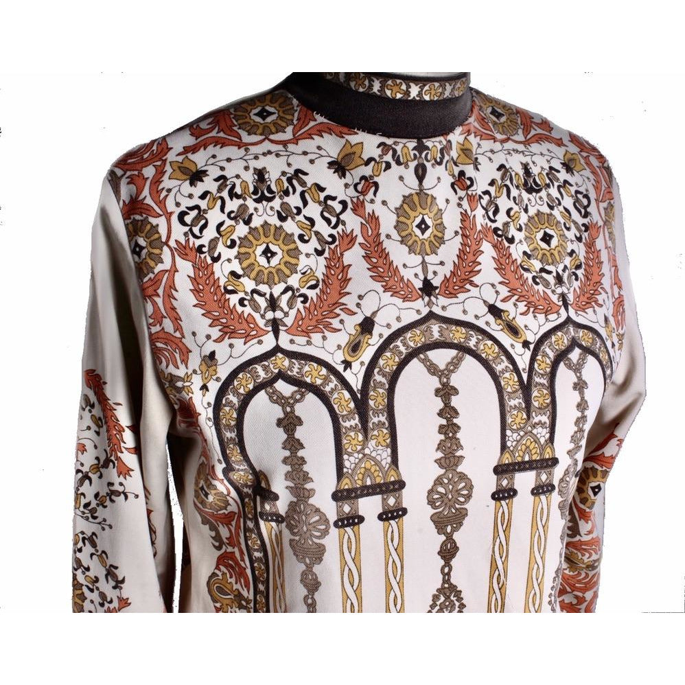 VTG Mod Top retro 1970's Nylon Stretch Orange Gold Brown Women M Astronauts Wives New Arrivals The Best Vintage Clothing