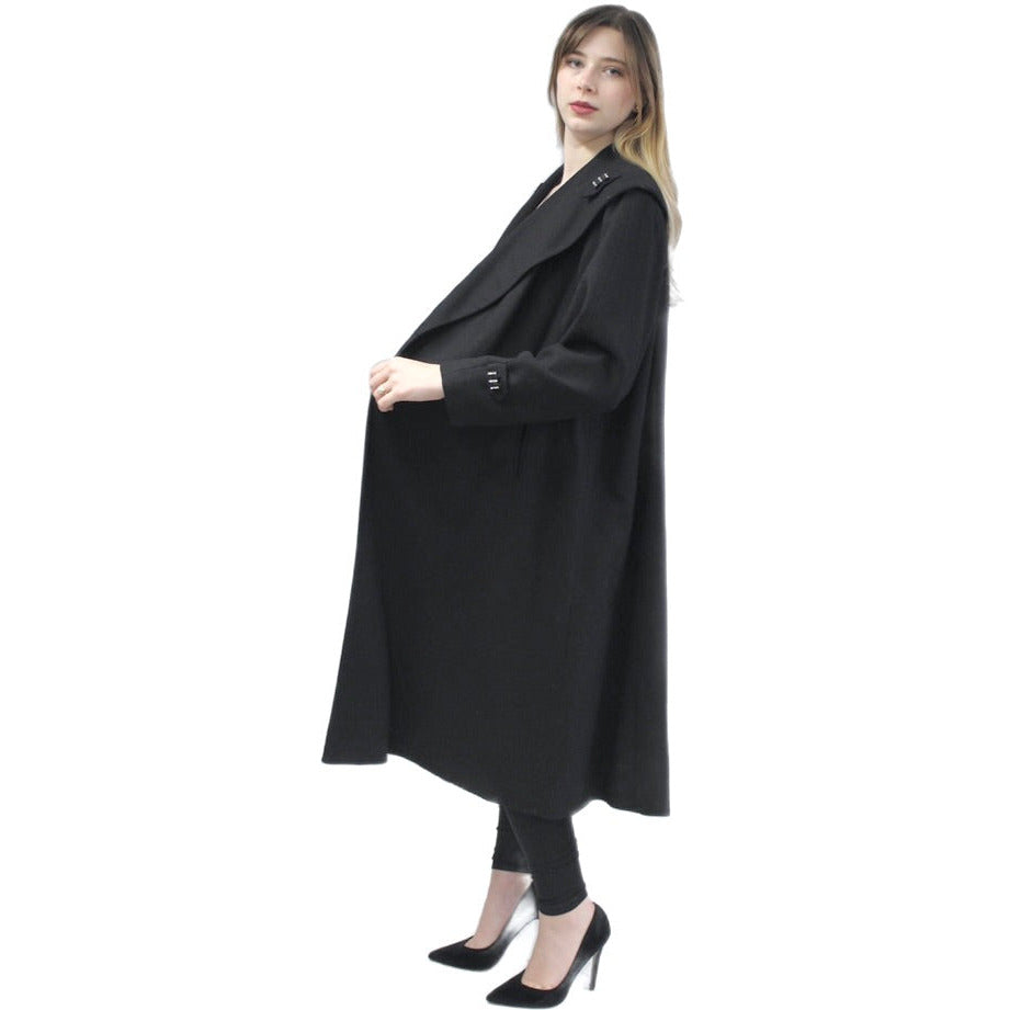 Womens Black Wool Swing Coat 1940s 1950s M-L Fab Bakelite Ornaments Morris coat The Best Vintage Clothing