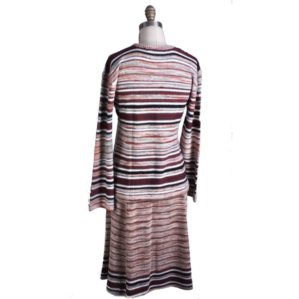 VTG 1970s Young Edwardian Sweater Skirt Set Striped Bell Sleeve Boho M/L Women's,New Arrivals The Best Vintage Clothing