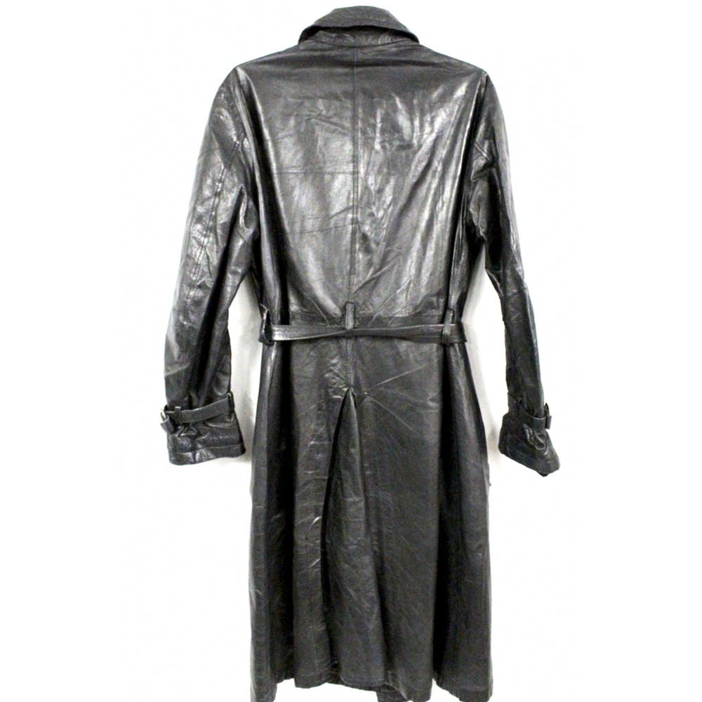 Yohji Yamamoto Noir Black Leather Trench Coat Unisex M The Best Vintage Clothing