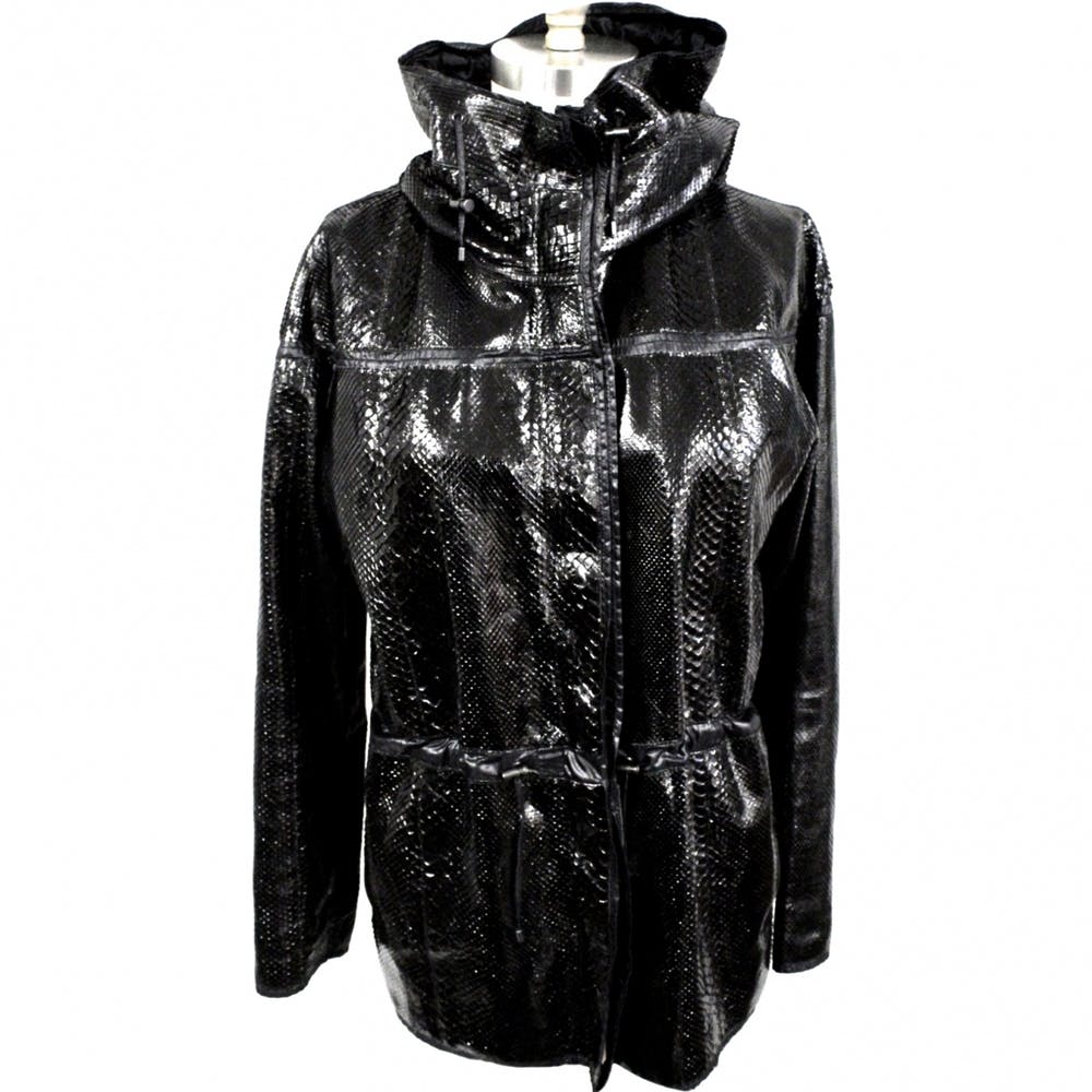 Vintage Lanvin Snakeskin Exotic Leather Hooded Parka Coat Womens S The Best Vintage Clothing