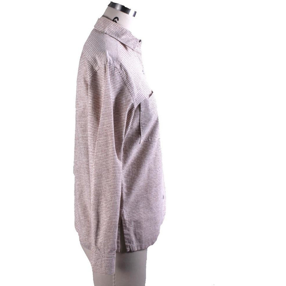 Vintage Vuokko Finnish Designer Shirt Brown & White Dash Stripes Sz 34 Late 1960s marimekko The Best Vintage Clothing