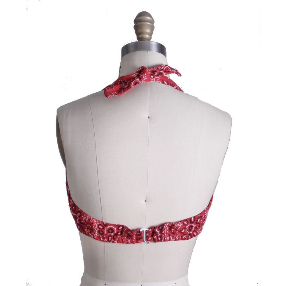 Vintage Halter Top Red Bandana Womens S/M 1970s top The Best Vintage Clothing