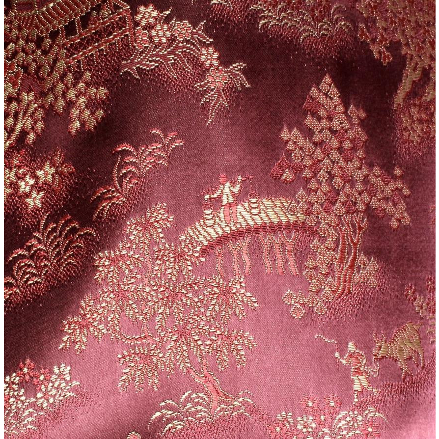 Vintage Mens Rayon Damask Robe Asian 1940s L XL Maroon Gold WW2 Men's Vintage,New Arrivals The Best Vintage Clothing