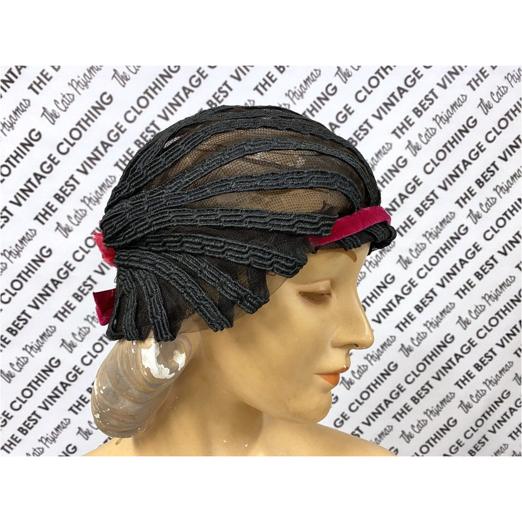 Lilly Dache Boutique Horsehair Straw Modified Cloche Hat 1930s/40s RARE Hats The Best Vintage Clothing