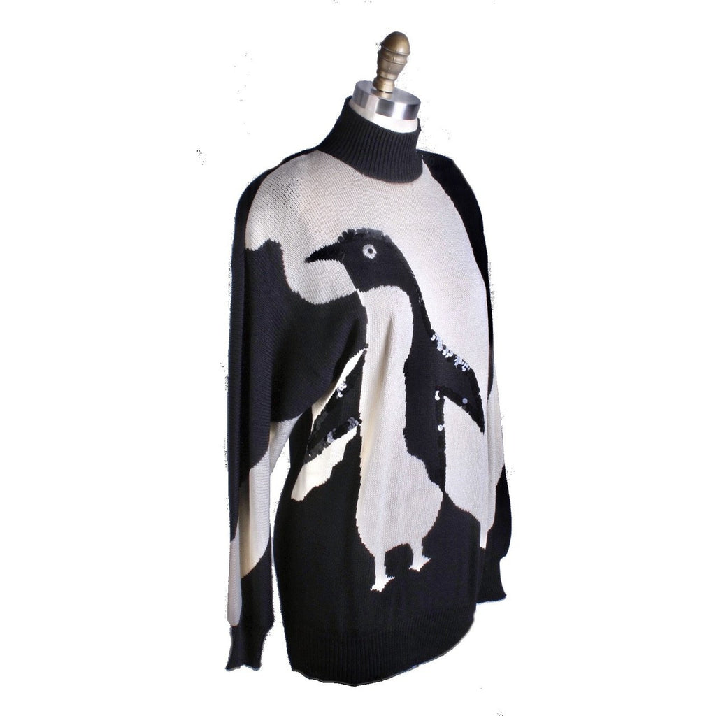 1980s Antonella Preve Penguin Sweater Tunic Womens S Vintage sweater The Best Vintage Clothing