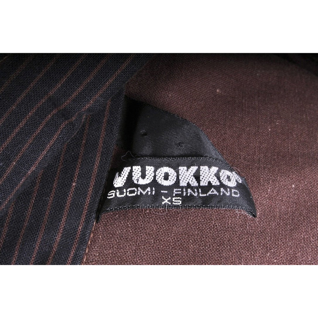 Vintage Vuokko Column Dress Cotton Black Brown Stripes Late 1970s XS/S marimekko The Best Vintage Clothing