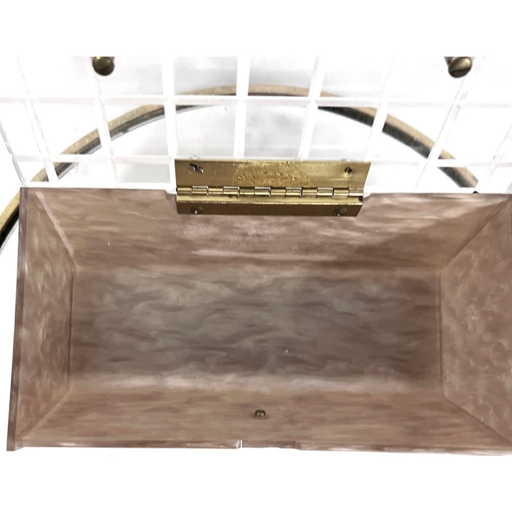 1950s Pearlized Gray Marble LUCITE Rectangle Box Purse MCM The Best Vintage Clothing