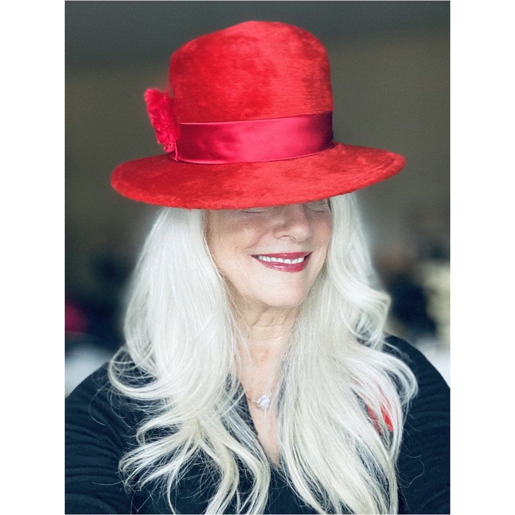 Vintage Adolfo Realities Red Fur Felt Brimmed Hat Church 1960s Chinstrap The Best Vintage Clothing