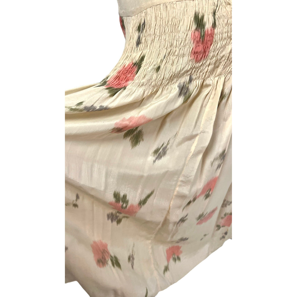 Vintage Printed Silk Watercolor Smocked Waist Tea Dress 1920s Rare Find 35-33-40 Women's,New Arrivals The Best Vintage Clothing