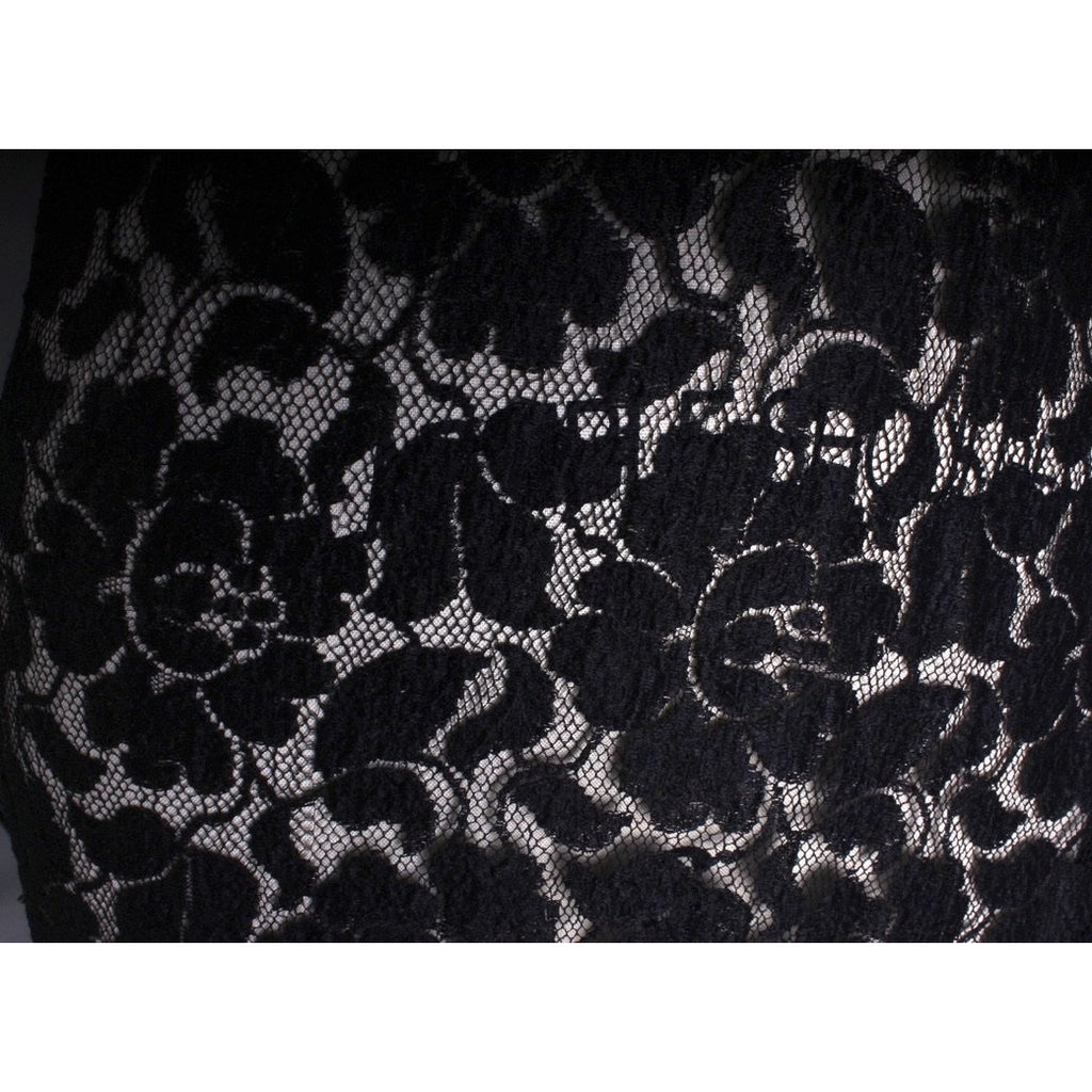 Womens 1930s Antique Vintage Bias Cut Black Lace Gown Flutter Sleeves S/M dress The Best Vintage Clothing